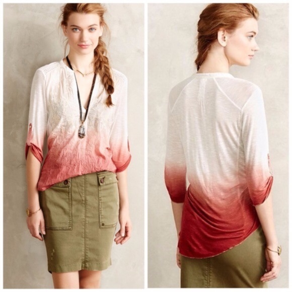 Anthropologie Ombre Henley top, SZ L, EUC - Picture 1 of 3